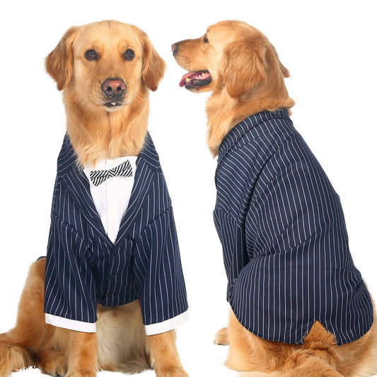 KFX-5442877 Striped Bow Tie Suit for Dogs - Stylish, Comfortable Pet Attire in Various Sizes