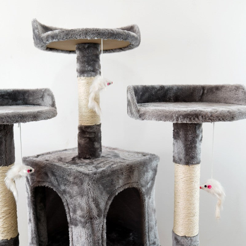 KFX-5443773 Large Dark Gray Cat Tree with Climbing Frame and Jumping Platform, Wooden Construction
