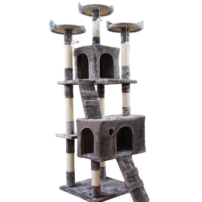 KFX-5443773 Large Dark Gray Cat Tree with Climbing Frame and Jumping Platform, Wooden Construction