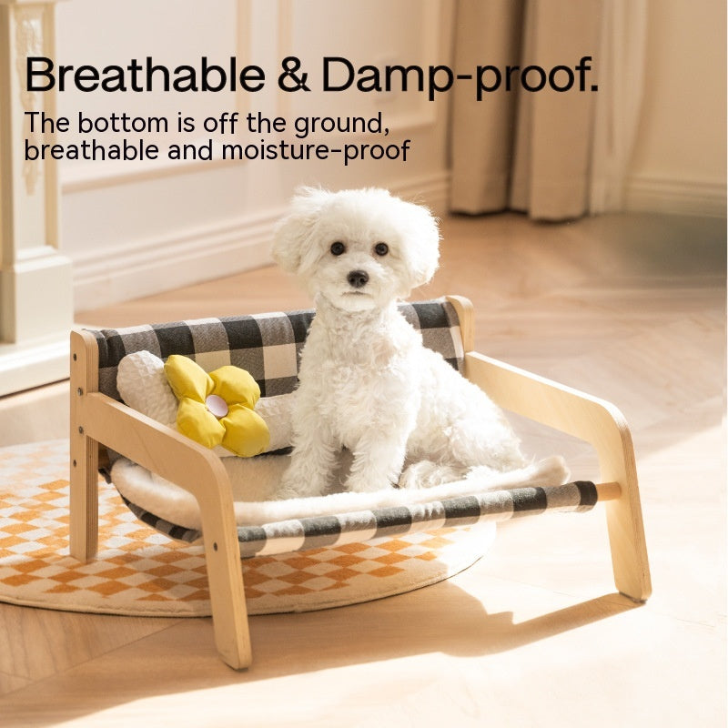 KFX-5444541 Disassembled Wooden Pet Bed and Dog House for Easy Cleaning - Available in White Peach Soda, Mint Lime, and Mocha Cream
