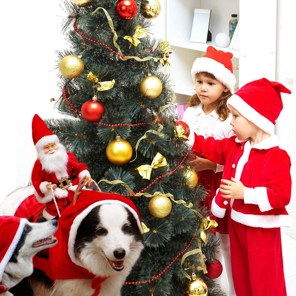 KFX-5444669 Santa Claus Riding Deer Dog Costume - Acrylic Fabric, Adjustable Size S-XL