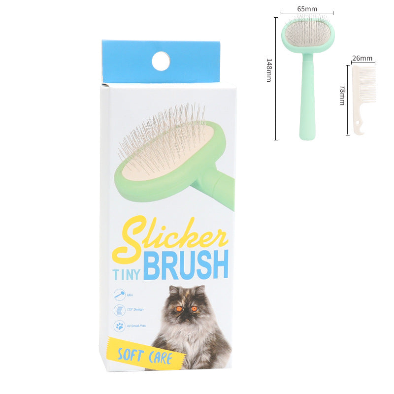 KFX-5446077 Small Pet Hair Brush Set with Metal Needle and Durable Combs in Yellow, Purple, and Green