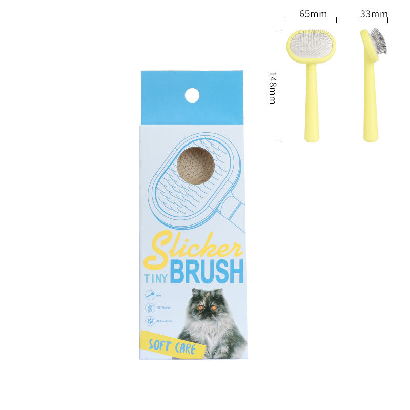 KFX-5446077 Small Pet Hair Brush Set with Metal Needle and Durable Combs in Yellow, Purple, and Green