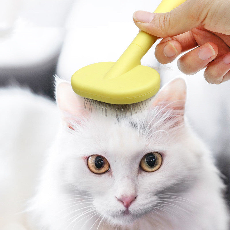KFX-5446077 Small Pet Hair Brush Set with Metal Needle and Durable Combs in Yellow, Purple, and Green