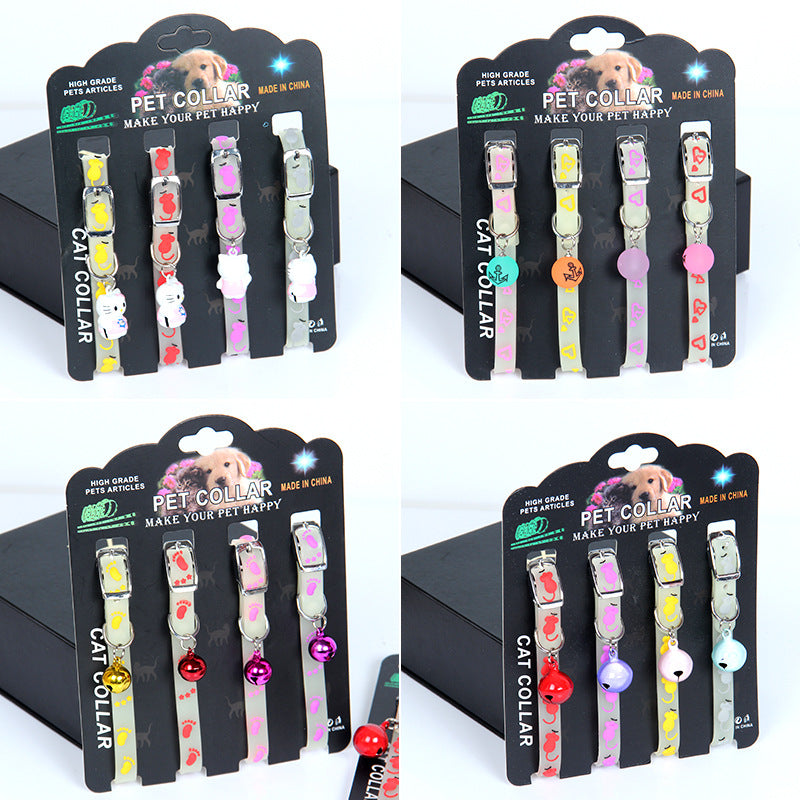 KFX-5448253 Luminous Silicone Rubber Dog Collar with Color Bells & Silent Glass Balls