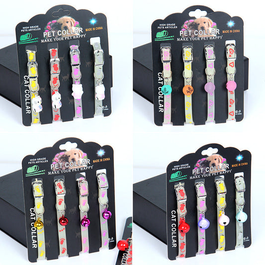 KFX-5448253 Luminous Silicone Rubber Dog Collar with Color Bells & Silent Glass Balls