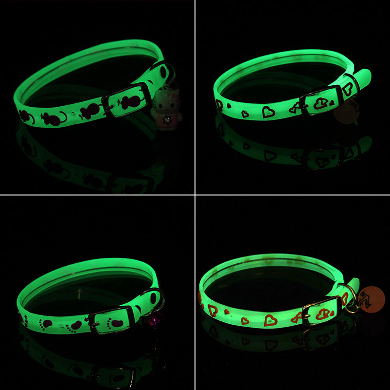 KFX-5448253 Luminous Silicone Rubber Dog Collar with Color Bells & Silent Glass Balls