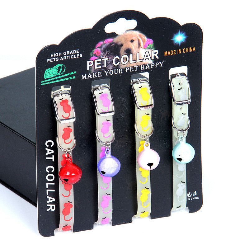 KFX-5448253 Luminous Silicone Rubber Dog Collar with Color Bells & Silent Glass Balls