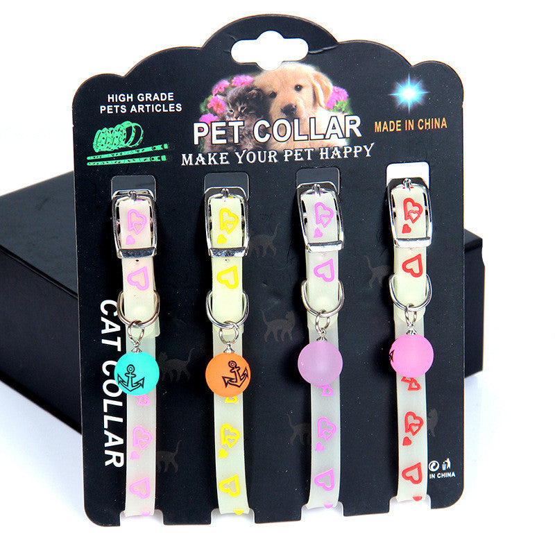 KFX-5448253 Luminous Silicone Rubber Dog Collar with Color Bells & Silent Glass Balls
