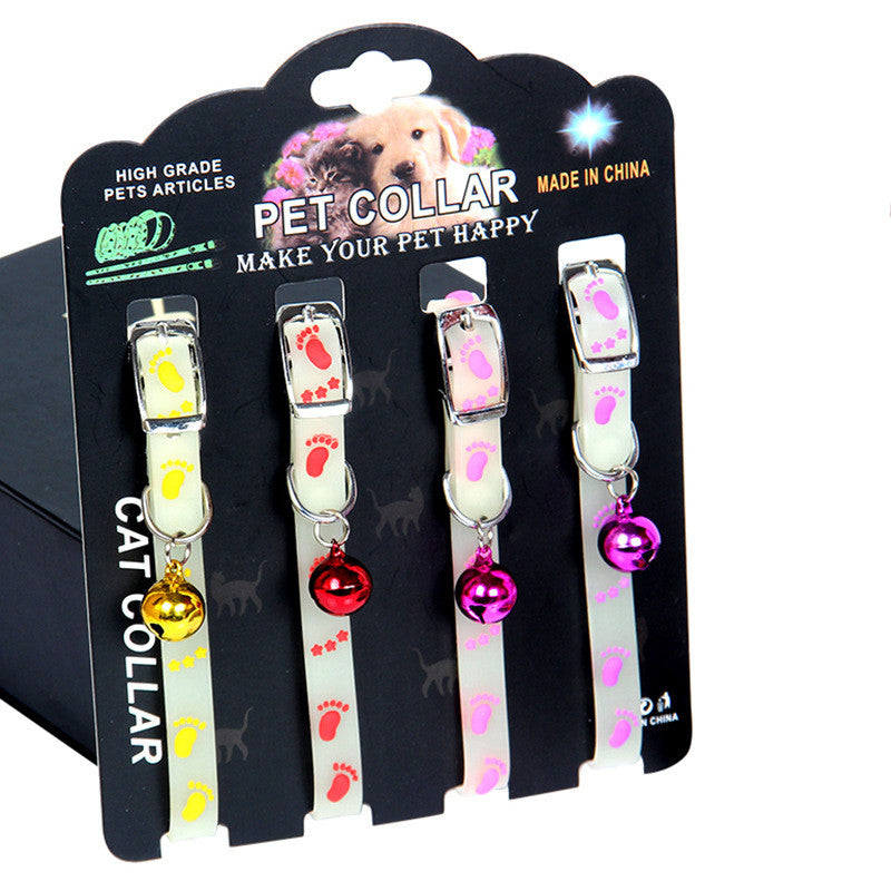 KFX-5448253 Luminous Silicone Rubber Dog Collar with Color Bells & Silent Glass Balls
