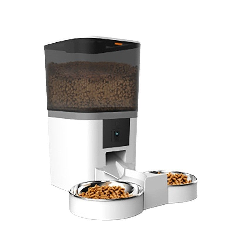 KFX-5448893 Automatic Pet Feeder for Dogs and Cats - Dual 4L or 6L Options in White or Black