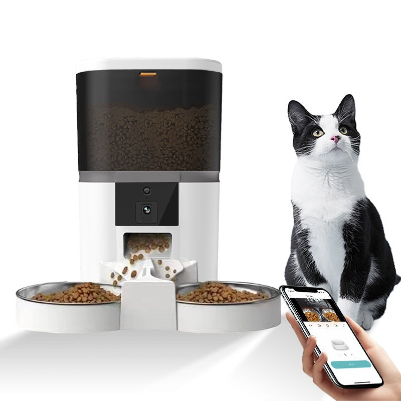 KFX-5448893 Automatic Pet Feeder for Dogs and Cats - Dual 4L or 6L Options in White or Black