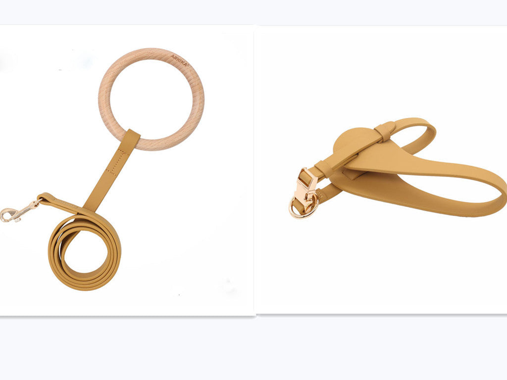 KFX-5450045 Comfortable Super-Fiber Traction Rope for Small to Medium Dogs - Non-Retractable Design in Apricot