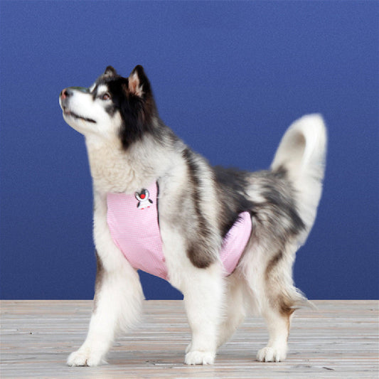 KFX-5450813 Waterproof Dog Apron with Cartoon Design - Available in Pink, Blue, and Mushroom Patterns