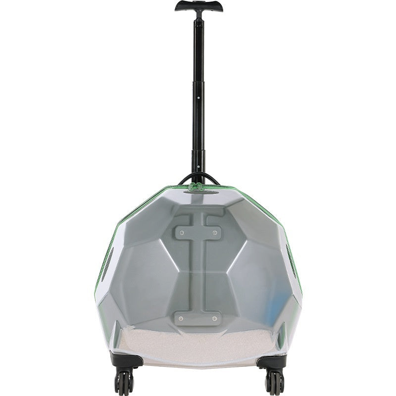KFX-5452477 Transparent Portable Pet Trolley for Cats and Dogs - Medium Hard Luggage Case with Reinforced PC Pull Rod