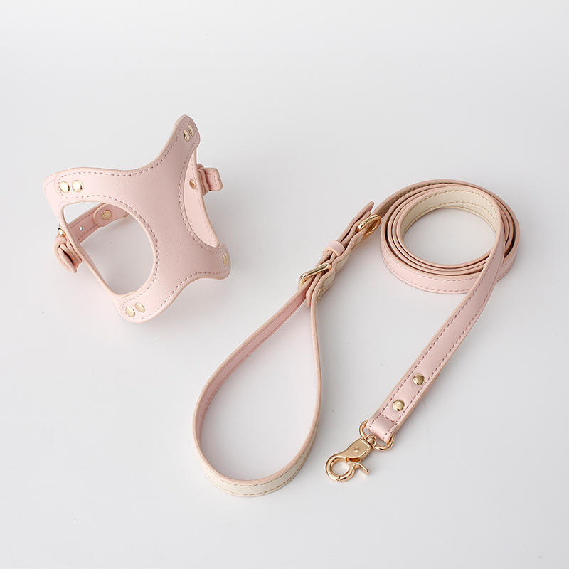 KFX-5455293 Leather Dog Chest Strap with Traction Rope and Toilet Bag - Multiple Colors Available