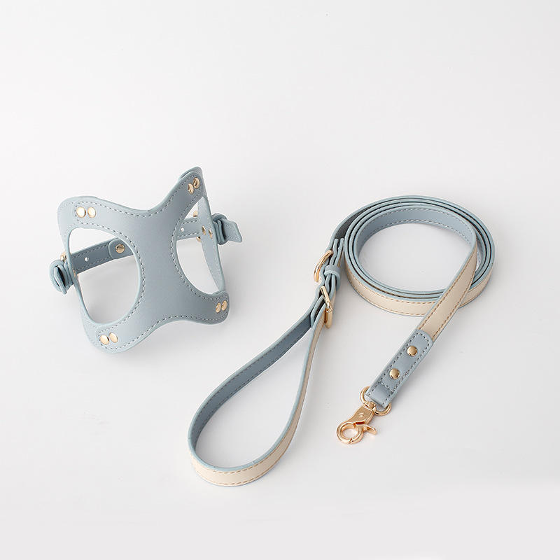 KFX-5455293 Leather Dog Chest Strap with Traction Rope and Toilet Bag - Multiple Colors Available
