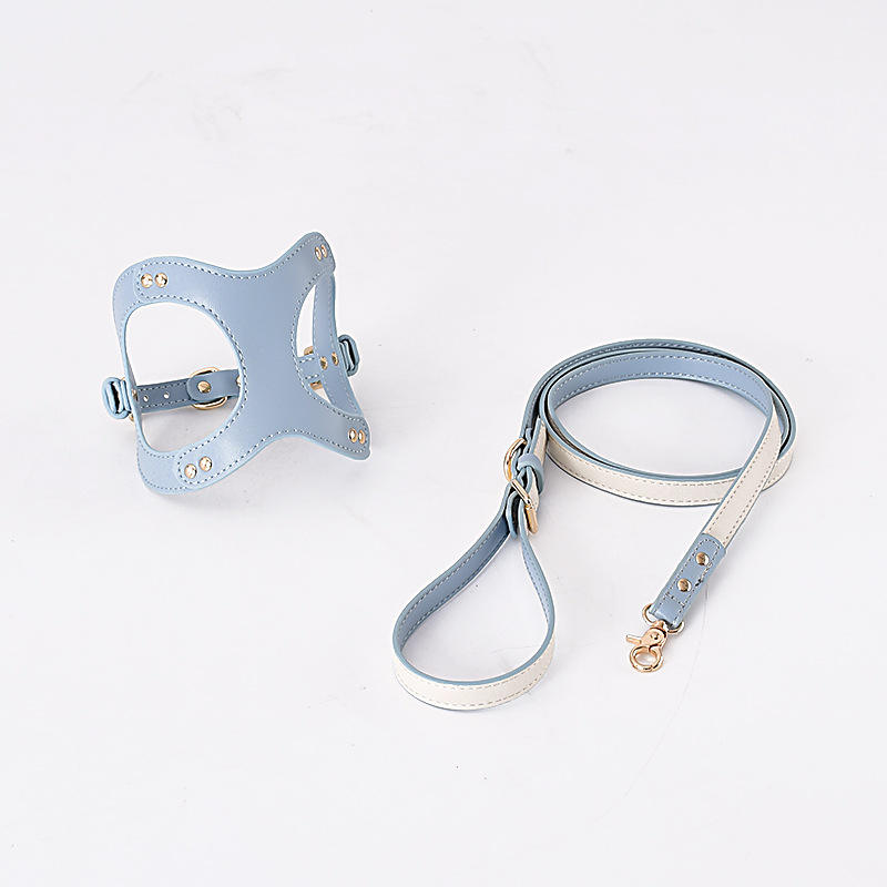 KFX-5455293 Leather Dog Chest Strap with Traction Rope and Toilet Bag - Multiple Colors Available