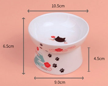 KFX-5456189 Ceramic Cat Water Bowl with Scale - Ideal for Kittens and Adult Cats, 350ml Capacity