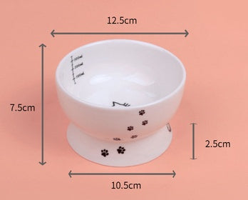 KFX-5456189 Ceramic Cat Water Bowl with Scale - Ideal for Kittens and Adult Cats, 350ml Capacity