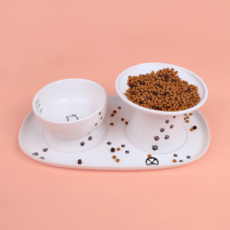 KFX-5456189 Ceramic Cat Water Bowl with Scale - Ideal for Kittens and Adult Cats, 350ml Capacity