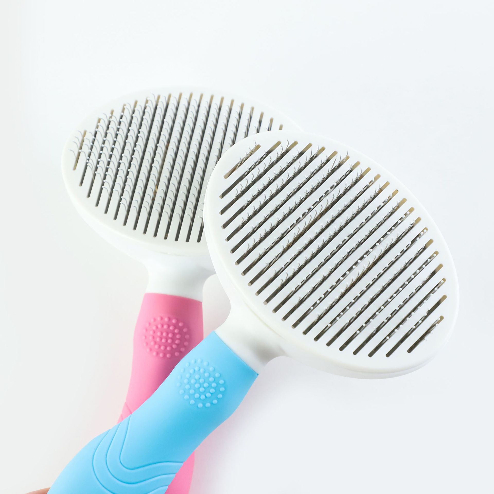 KFX-5457597 Automatic Pet Hair Removal Comb with Non-Slip Grip - Available in Blue and Pink