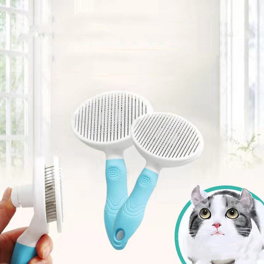 KFX-5457597 Automatic Pet Hair Removal Comb with Non-Slip Grip - Available in Blue and Pink