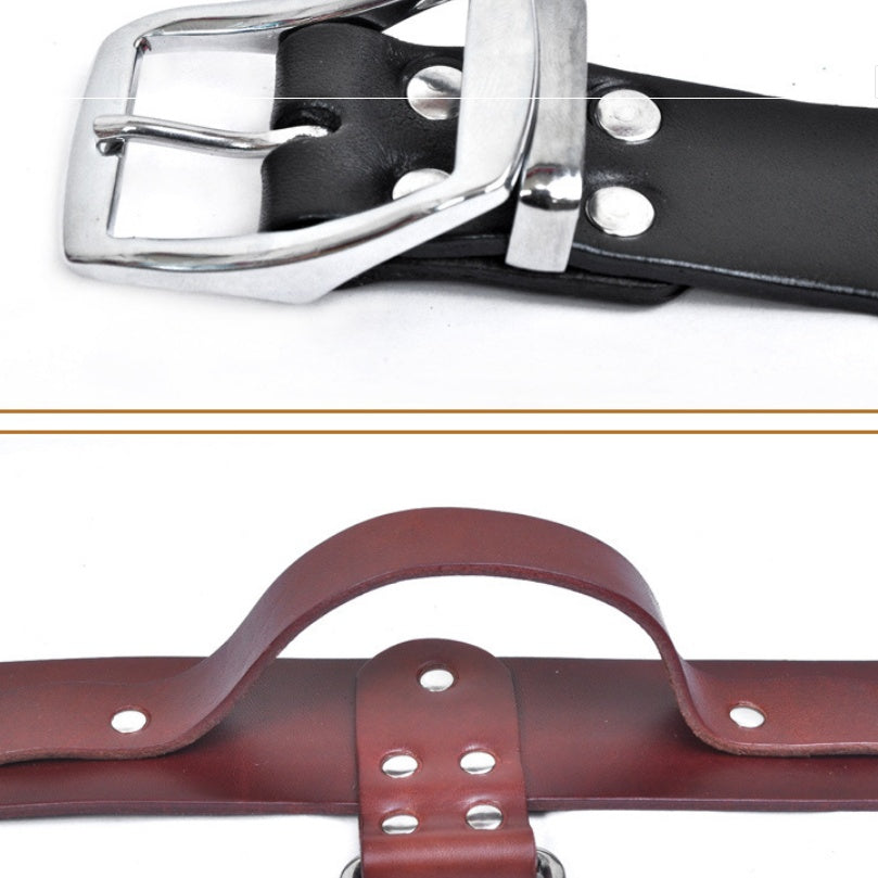 KFX-5457981 Adjustable Latigo Leather Dog Collar for Medium to Large Breeds - Strong, Comfortable Control