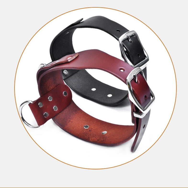 KFX-5457981 Adjustable Latigo Leather Dog Collar for Medium to Large Breeds - Strong, Comfortable Control