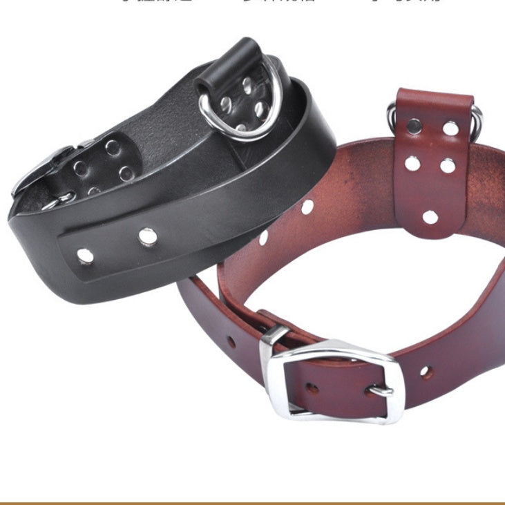 KFX-5457981 Adjustable Latigo Leather Dog Collar for Medium to Large Breeds - Strong, Comfortable Control