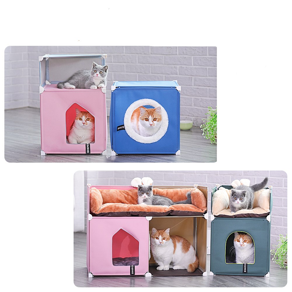 KFX-5460029 Winter Cat Shelter, Enclosed with Double Deck Design, Warm in Winter and Cool in Summer, Durable Polyester and Iron Frame
