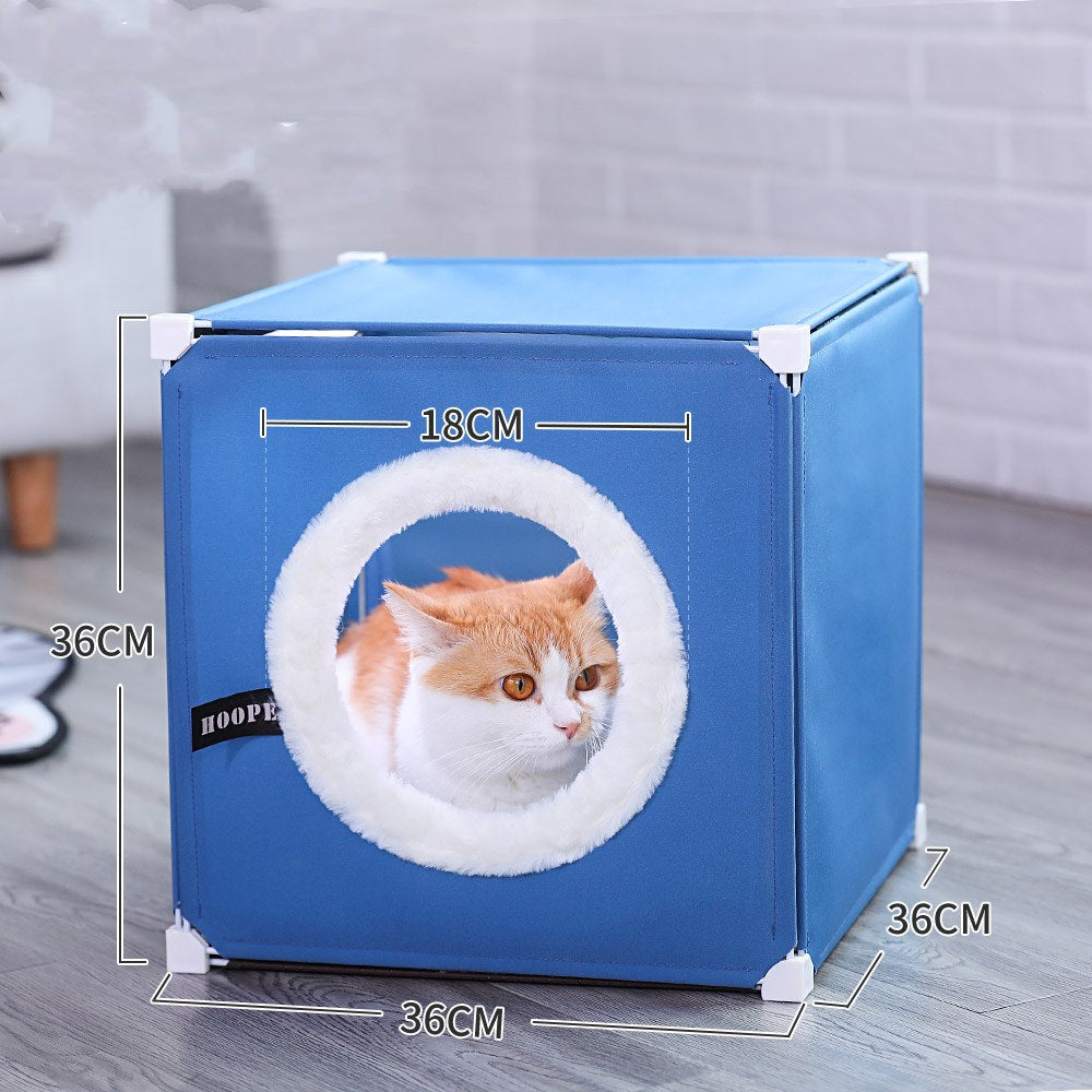 KFX-5460029 Winter Cat Shelter, Enclosed with Double Deck Design, Warm in Winter and Cool in Summer, Durable Polyester and Iron Frame