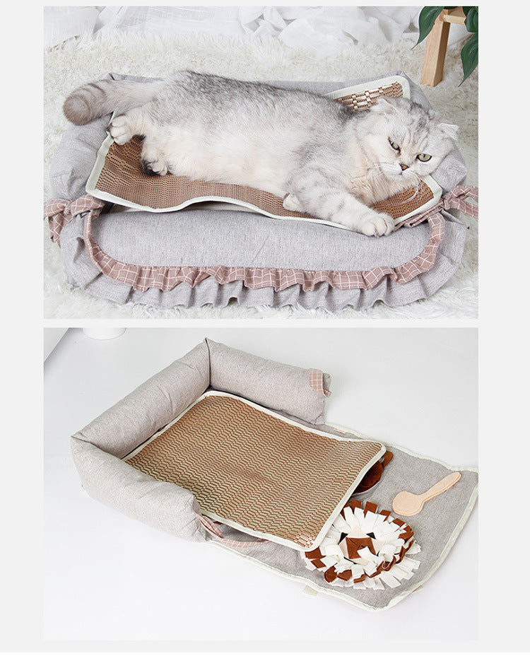 KFX-5461821 Pet Nest Sniffing Pad for Dogs - Anti Choking Energy Release & Slow Feeding Training Toy, Available in Star Moon and Brown, Sizes S & L