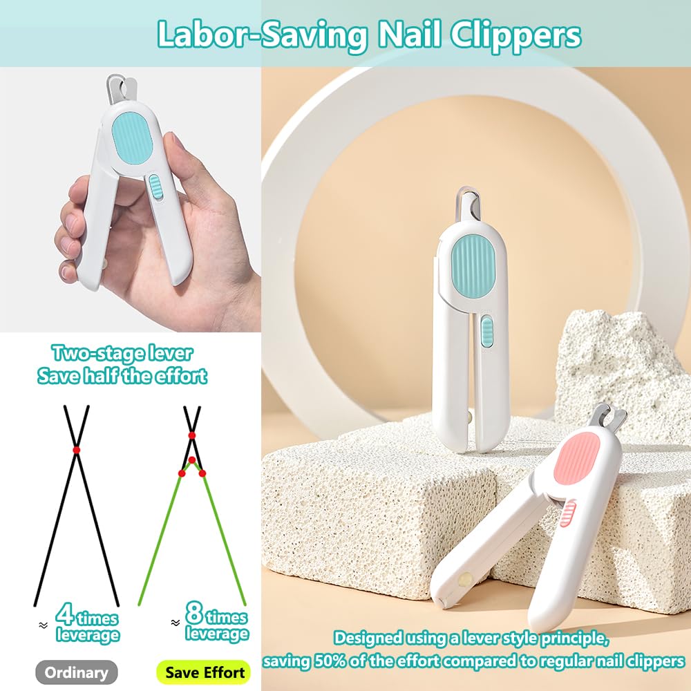 KFX-5465021 Pet Nail Clippers with LED Light and Integrated Grinder for Safe and Effortless Trimming