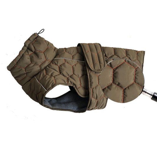 KFX-5466173 Thickened Warm Dog Clothes for Outdoor Use in Gray and Olive Green