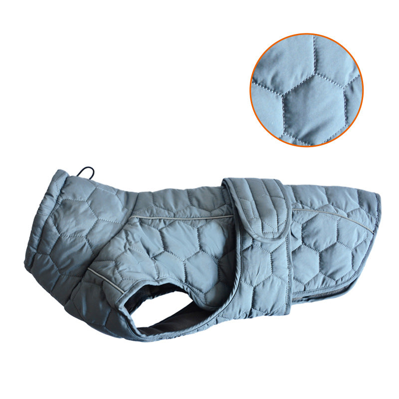 KFX-5466173 Thickened Warm Dog Clothes for Outdoor Use in Gray and Olive Green