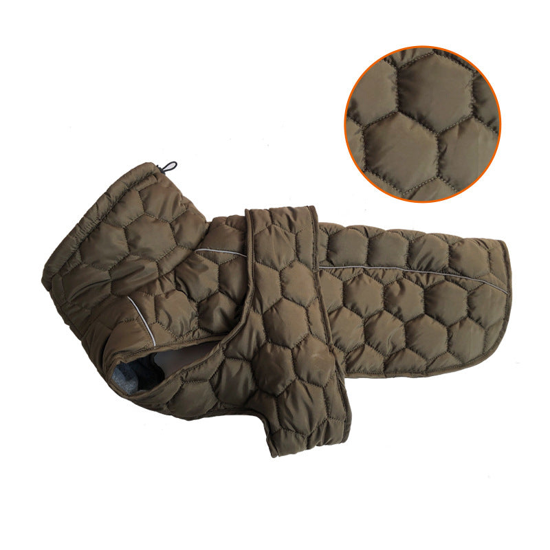 KFX-5466173 Thickened Warm Dog Clothes for Outdoor Use in Gray and Olive Green