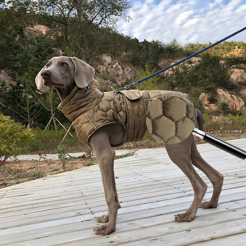 KFX-5466173 Thickened Warm Dog Clothes for Outdoor Use in Gray and Olive Green
