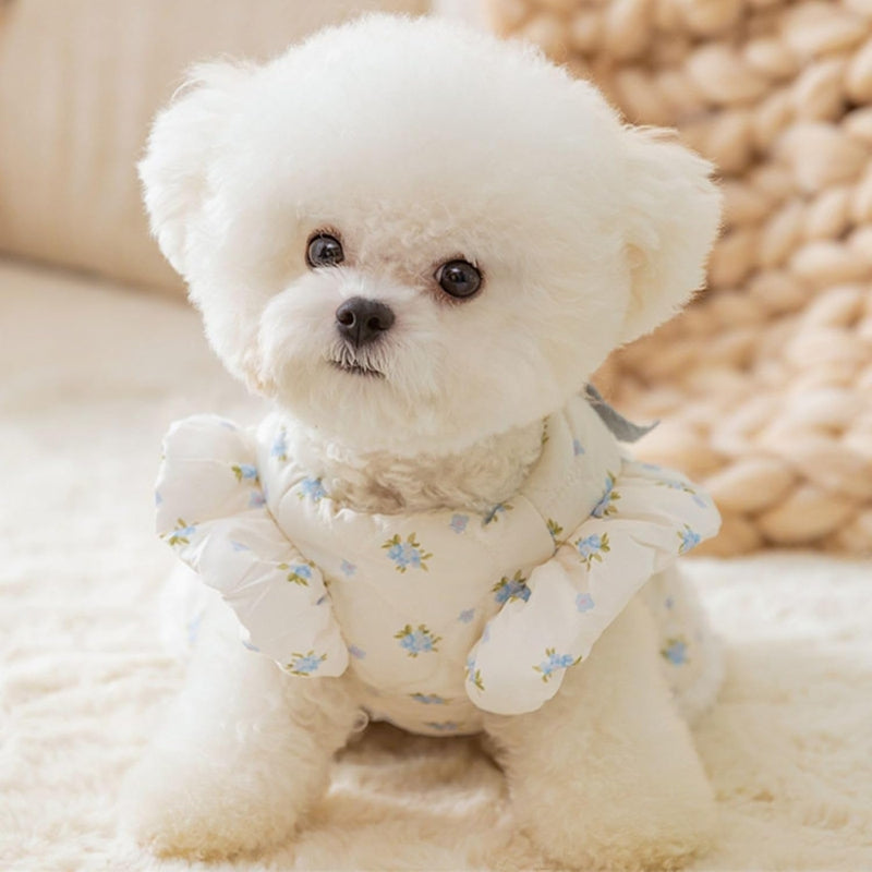 KFX-5466301 Winter Dog Dress with Bow Decoration and Flannel Lining for Small Dogs