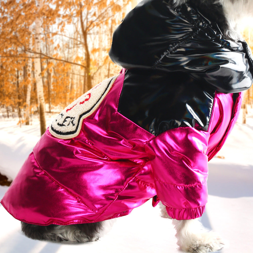 KFX-5467325 Warm Thick Velvet Down Jacket for Dogs in Red and Black - Sizes S to XXL