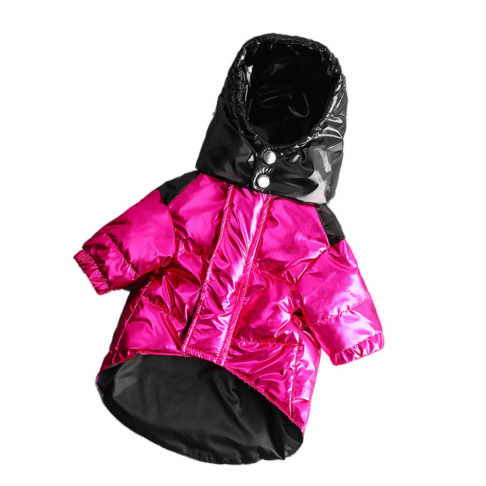 KFX-5467325 Warm Thick Velvet Down Jacket for Dogs in Red and Black - Sizes S to XXL