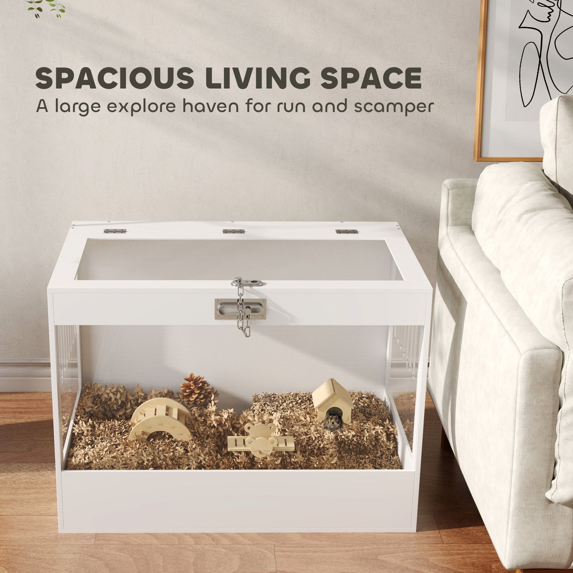 KFX-5471165 Spacious Multi-Level Hamster Cage with Openable Top, Hut, Ladder & Seesaw