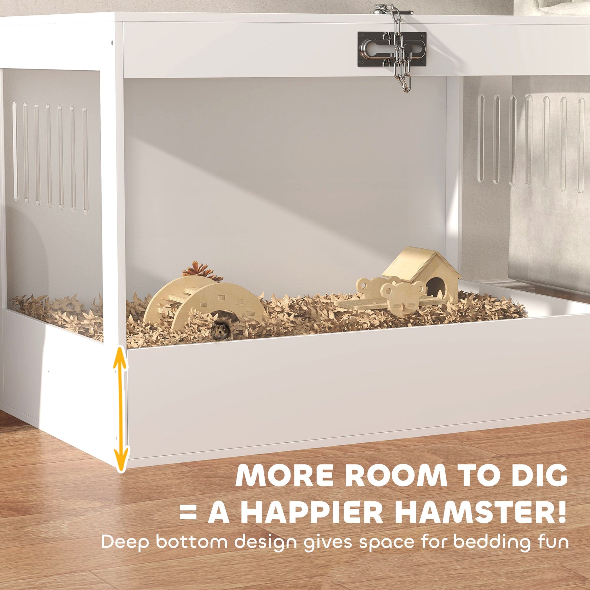 KFX-5471165 Spacious Multi-Level Hamster Cage with Openable Top, Hut, Ladder & Seesaw