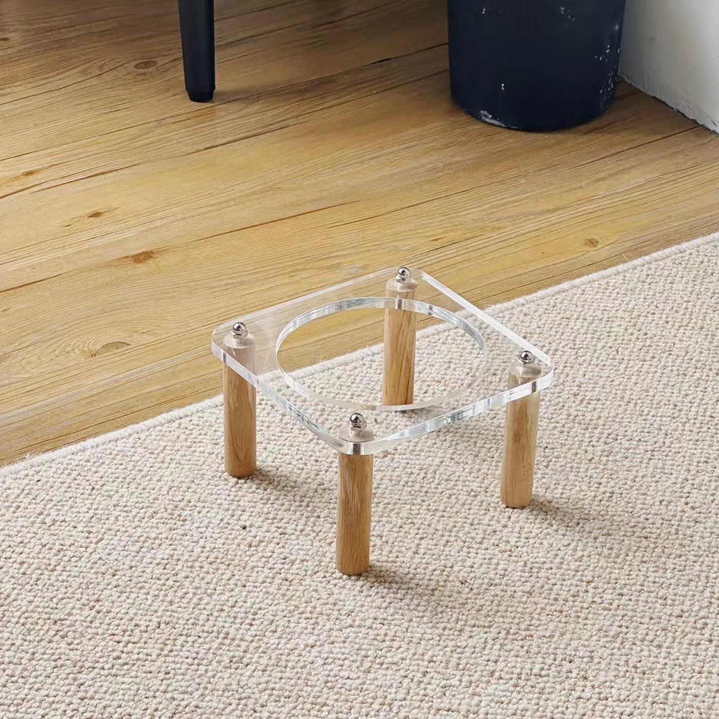 KFX-5471293 Elevated Ceramic Cat Bowl and Dog Basin with Wooden Rack – Anti-Tumble Design in Various Colors
