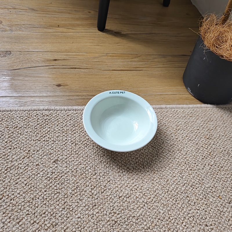 KFX-5471293 Elevated Ceramic Cat Bowl and Dog Basin with Wooden Rack – Anti-Tumble Design in Various Colors