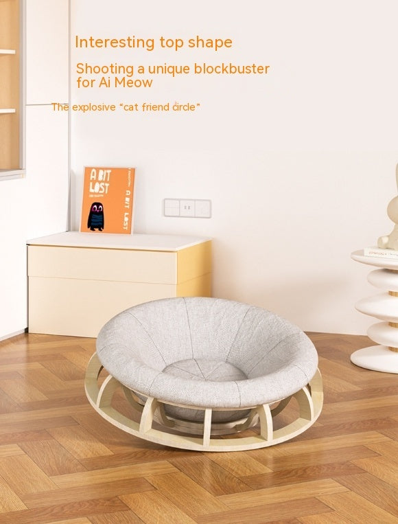 KFX-5471549 Cozy Four Seasons Wooden Cat Nest for Winter Comfort
