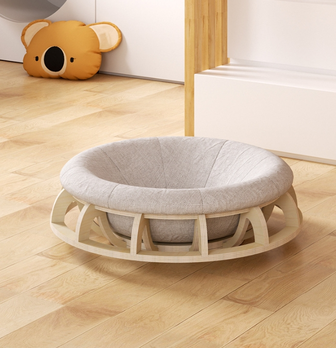 KFX-5471549 Cozy Four Seasons Wooden Cat Nest for Winter Comfort