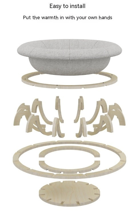 KFX-5471549 Cozy Four Seasons Wooden Cat Nest for Winter Comfort