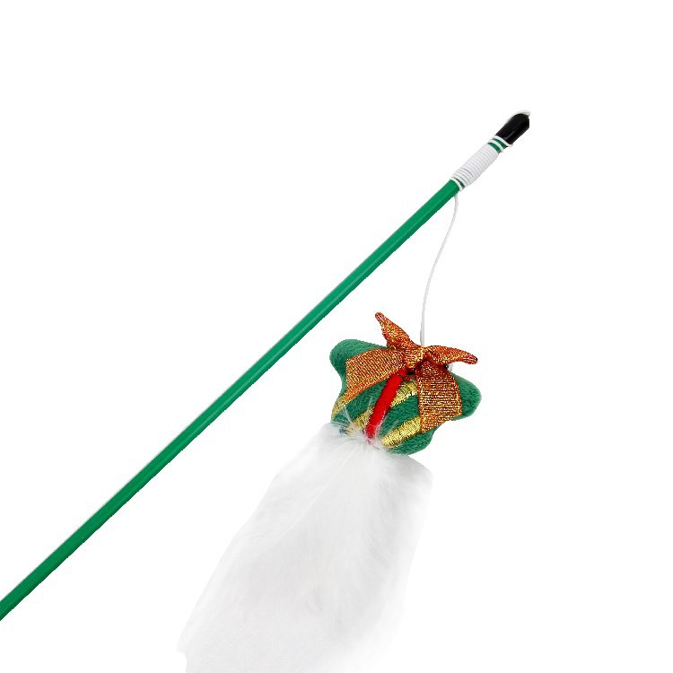KFX-5472317 Funny Cat Stick with Plastic Old Man Reindeer and Fur Ball - Perfect for Pet Playtime