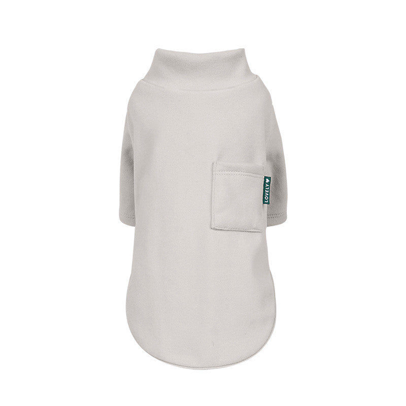 KFX-5472573 Warm Thickened Sweatshirt for Dogs and Cats - Solid Color Options in Pink, Light Blue, Gray, and Beige